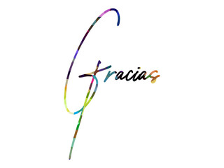 Wall Mural - Gracias hand written lettering Thank you in Spanish language on blank background