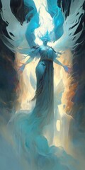 Wall Mural - 4K resolution or higher,  Angel of the Glacial Tempest. Generative AI Technology