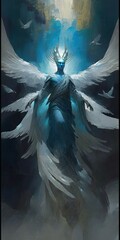 Wall Mural - 4K resolution or higher,  Angel of the Glacial Tempest. Generative AI Technology