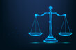 © Brazhyk - Abstract mesh line and point scales of justice symbols. Low poly wireframe law judgement concept. Polygonal futuristic illustration
