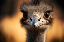 Adorable Closeup Of An Ostrich's Head Generative AI