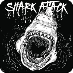 Sticker - Hand-drawn great white .shark attack.