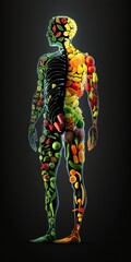 Wall Mural - Man is made of vegetables and fruit. Vegan lifestyle concept, Healthy food fitness generative ai