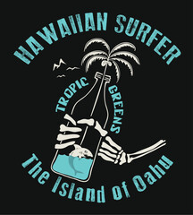 Canvas Print - Hawaian surfer .illustration for t-shirt print , vector illustration.