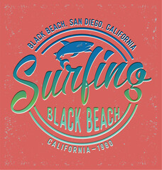 Poster - Surf typography, t-shirt graphics, vectors