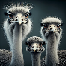 Ostrich Head Close Up. Generative Ai