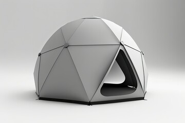 Poster - a clipped out gray dome tent on a white background. Generative AI