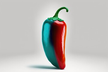 Poster - image of a single chili pepper against a white background. Generative AI