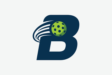Wall Mural - pickleball logo with a combination of letter b and a moving ball for any business especially pickleball shops, pickleball training, clubs, etc.