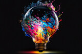 Fototapeta  - Colorful lightbulb made from paint mix. Generative AI