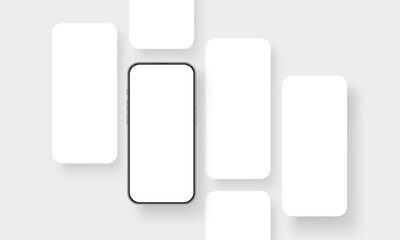 Fototapete - Phone With Blank App Screens. Mockup for Mobile Apps Designs. Vector Illustration