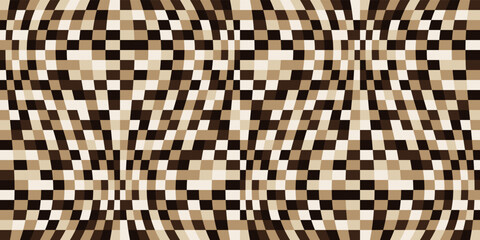Poster - Coffee wavy tiles with geometric shapes. Brown tiles. For print and interior. Seamless and vector.