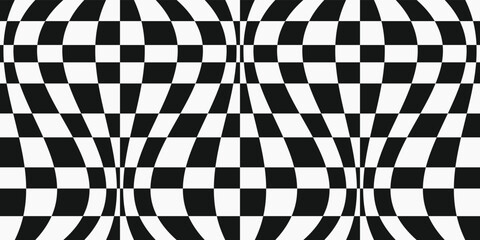 Poster - Checkerboard convex pattern. Black white colors, checkered seamless and vector pattern.