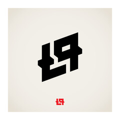 Poster - T9 - logo, design element or icon. 9T. Dynamic logotype with letter T and number 9.