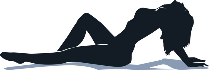a sexy woman is in half lying position with help of her hand sexily vector illustration silhouette