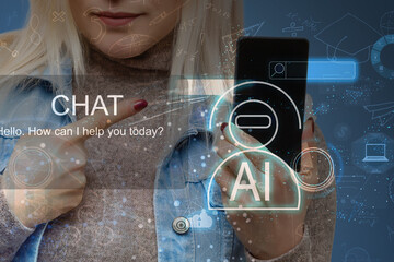 Poster - Artificial intelligence industry integration iot industrial business web computing concept. AI factory manufacturing autonomous unmanned management process development engineering technology.