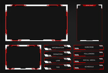 Twitch Stream Overlay Panel Template. Digital Streaming Screen Interface. Live Video Stream. Vector