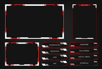 Wall Mural - twitch stream overlay panel template. digital streaming screen interface. live video stream. vector