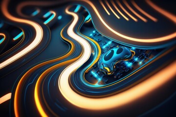 Wall Mural - Curves of a kart circuit seen from above. Generative AI