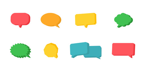 Aufkleber - 3d Speech bubble set. Social media chat shape. Color text box. Square balloon. Dialog frame. Message tag. Speak icon. Cloud icon. Speak quite sign. Business concept. Vector illustration