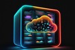 © andrenascimento - Icon neon cloud Storage service. Generative AI.