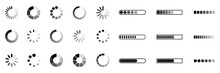 Set Loading Bar Icons. Progress Bar Loading Signs. Collection Loading Status Bar In Different Design. Download Progress Icons – Vector