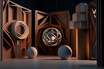 Wall Mural - 3d render of a sphere made with generative ai