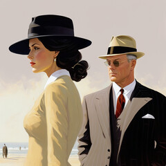 Wall Mural - business woman in retro style