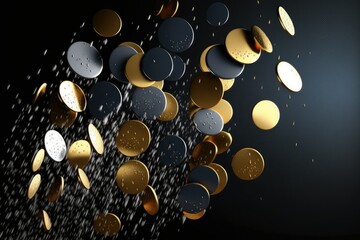 Canvas Print - Quite literally, raining down from the sky like so many golden coins. a lone image of gold coins. Generative AI