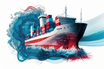 Poster - Webinar ad a cargo ship's contrail trails behind it as it speeds through the water. the ship is carrying a container and is on its way to export. the ship's forwarder is standing atop the mast