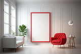 Fototapeta Tulipany - White and red room, Midcentury