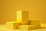Fototapeta Tulipany - Yellow box. Platform or empty pedestal. Podium for the product.
