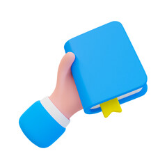 Poster - 3d minimal problem-solving concept. figuring out a problem concept. reading for getting a new idea. hand holding a book. 3d illustration.