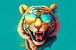 illustration of  tiger with sun glasses 