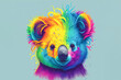 illustration of  koala head in rainbow colors