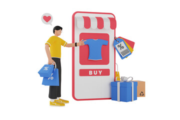 Poster - online shopping sale 3d illustration