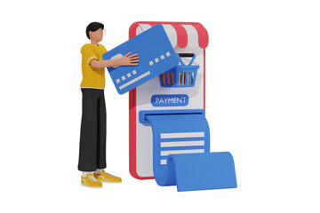 Poster - order payment 3d illustration
