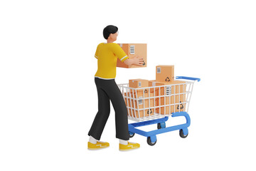 Poster - add to cart 3d illustration