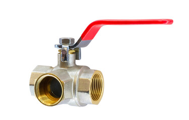 Aufkleber - Brass water ball valve close up on white background
