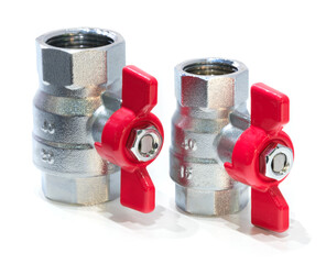 Aufkleber - Brass water ball valve close up on white background