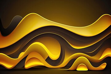 Wall Mural - Abstract yellow liquid wavy background. Generative AI