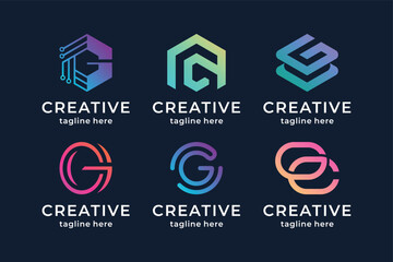 Wall Mural - Set of gradient letter G logo designs. initial G for symbol tech, internet, system, Artificial Intelligence and computer. modern logo design inspiration.
