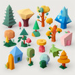 Umwelt Icons mit Seen, Bäumen und Landschaft, Toddler Stil