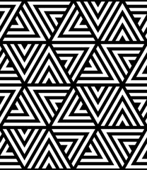 Graphic Geometric Bold Lines Seamless Pattern Black And White Abstract Background. Sophisticated Repetitive Vector Wallpaper. Old Fashioned Contrast Textile Design Ornament. Vintage Art Illustration