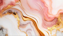 Abstract Pink Marble Liquid Texture With Gold Splashes, Rose Luxury Background