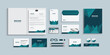Corporate identity template. Business stationery set with geometric elements. Corporate identity mock-up set includes of letterhead,folder, envelope, identity card, and visiting card.