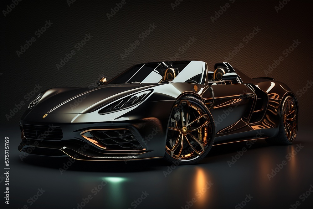 Black generic exotic sports car isolated on a dark background ...