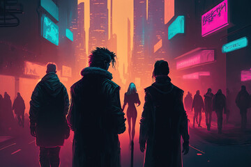 Poster - Futuristic Cyber City Created with Generative AI