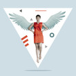 © svetazi - A beautiful and self-confident woman with wings takes off. Art collage.