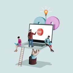 Education and work in the field of computer technology. Art collage.